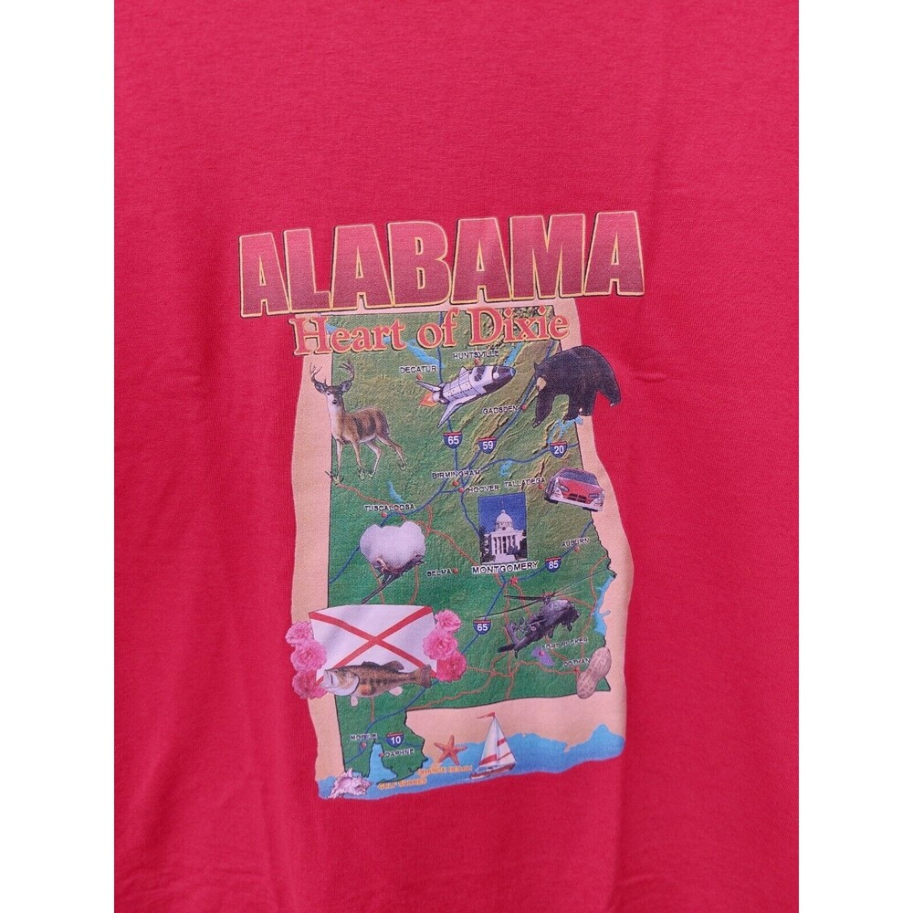 Vintage Alabama The Heart Of Dixie TShirt Map Size XL Extra Large Red